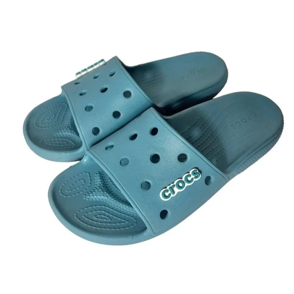 Crocs Slides Summer Sandals Blueish/Green Men’s US Size 9 Women’s US Size 11